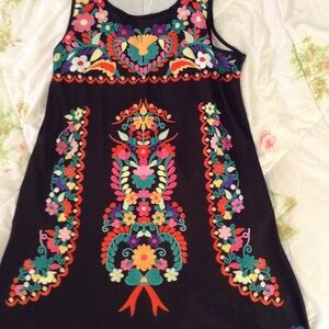 New Black Dress Or Swimsuit Bathing Suit Coverup Multicolor Floral Design XL L